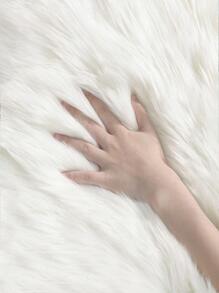 1入組雲形單色地毯，現代防滑亞克力地墊，適用於客廳、房間裝飾 - 白色 - 查看 5