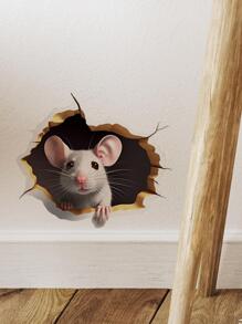 SUPSTICKER 1pc PVC Wall Sticker, Modern 3D Mouse Pattern Wall Decal For Home, Stickers, Wall Decal, Vinyl Decal For Home Decorations, Spring Decoration Items Refresh Your Home, Rama Decoration Stickers - Multicolor - View 3