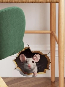 SUPSTICKER 1pc PVC Wall Sticker, Modern 3D Mouse Pattern Wall Decal For Home, Stickers, Wall Decal, Vinyl Decal For Home Decorations, Spring Decoration Items Refresh Your Home, Rama Decoration Stickers - Multicolor - View 1