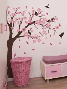 2 件 PVC 墙贴，现代树和鸟图案墙贴，适用于家庭，贴纸，墙贴花，乙烯基贴花，用于家庭装饰，春季装饰品让您的家焕然一新，拉玛装饰贴纸礼物生日毕业