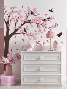 2 件 PVC 墙贴，现代树和鸟图案墙贴，适用于家庭，贴纸，墙贴花，乙烯基贴花，用于家庭装饰，春季装饰品让您的家焕然一新，拉玛装饰贴纸礼物生日毕业