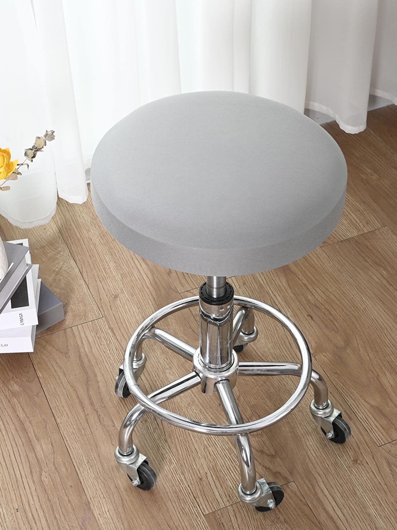 1 件/4 件/6 件纯色可拆卸弹性牛奶丝圆形凳套，现代风格 4 季防尘高端酒吧凳套，适合家庭