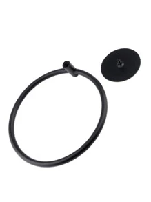 1pc Stainless Steel Towel Ring, Minimalist Solid Color Towel Bar For Bathroom - Black - View 8