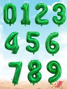 1pc 32 Inch PE Balloon, Green Number Design Decorative Balloon For Party, Back To School Valentine Day - Green - View 2