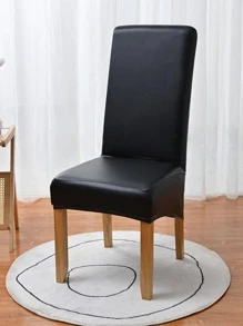 1pc Waterproof Stretch PU Chair Cover, Simple Solid Color Sofa Protector For Living Room & Bedroom, Suitable For Decorative Chairs In Dining Room, Party, Hotel - Black - View 6