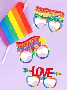 6入組LGBT彩虹條紋圖案派對眼鏡 - 黃色 - 查看 1