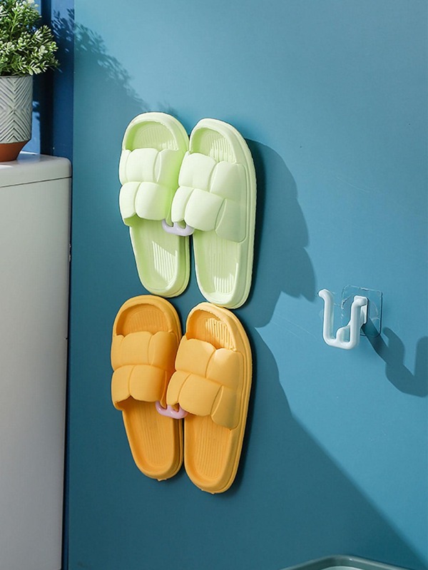 2 قطعة/مجموعة رف تخزين الأحذية المثبت على الحائط من البلاستيك، رف أحذية بسيط بدون ثقوب للحمام، اكسسوارات الحمام، ديكور الغرفة