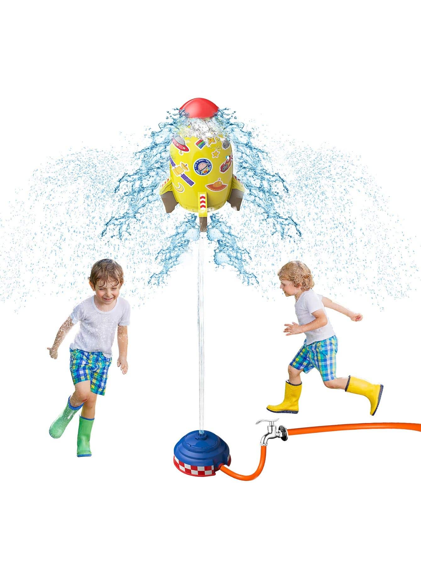 TANSAR Rocket Launcher Outdoor Water Toys, Kids Sprinkler, Holiday & Birthday Gift, for Girls & Boys Age 3 4 5 6 7 8 Year Old Gift Ideas, 3 Colors