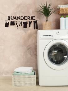 1入組PVC創意字母圖案牆貼適用於家庭 - 黑色 - 查看 2