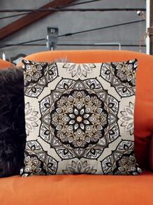 1pc Mandala Print Cushion Cover Without Filler, Boho Flannelette Decorative Throw Pillow Case For Living Room, Home Decor - Multicolor - View 2