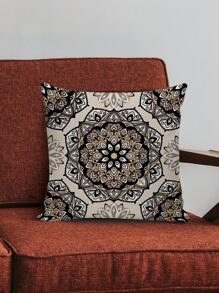 1pc Mandala Print Cushion Cover Without Filler, Boho Flannelette Decorative Throw Pillow Case For Living Room, Home Decor - Multicolor - View 3
