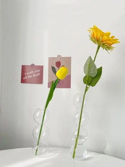 1pc Clear Flower Vase, Modern Glass Vase For Flower For Home Decor,Home Decor,Flower Vase,Centerpiece,Table Decor Room Decor