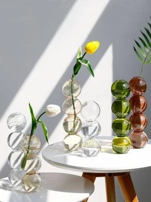 1pc Clear Flower Vase, Modern Glass Vase For Flower For Home Decor,Home Decor,Flower Vase,Centerpiece,Table Decor Room Decor - Clear - View 3