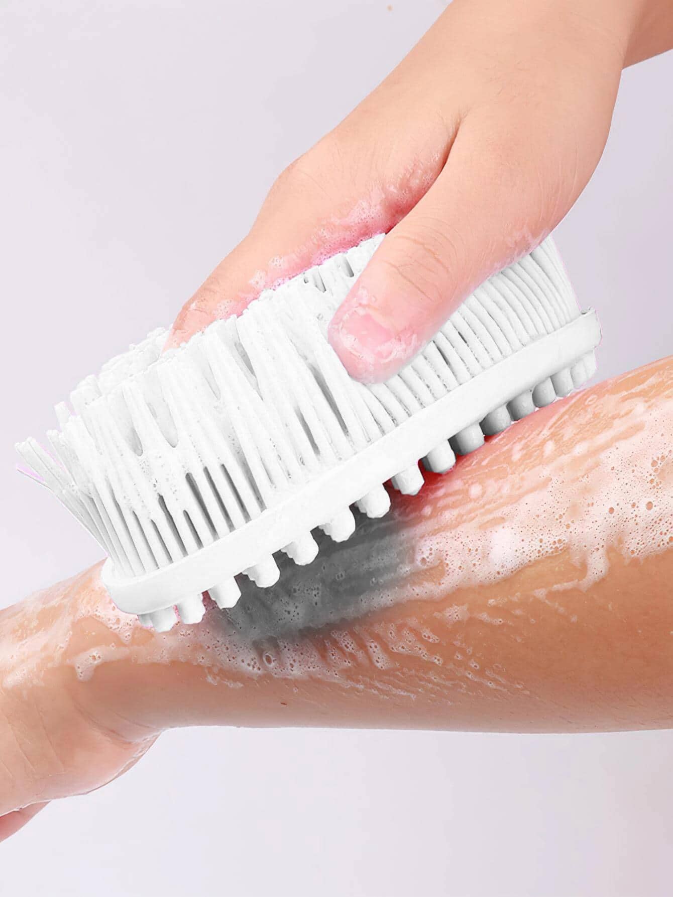 1 chiếc cọ tắm silicon, cọ tắm toàn thân màu trơn tối giản cho phòng tắm trang trí phòng tắm gia đình - trắng - Xem 1