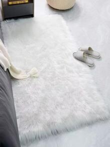 1入組亞克力地毯現代白色毛絨防滑臥室地毯適用於客廳 - 白色 - 查看 5