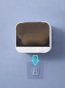 1 cái đĩa xà phòng PP, giá treo xà phòng treo tường màu trắng hiện đại cho phòng tắm - Đen và trắng - Xem 4