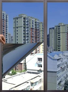 Phim dán cửa sổ riêng tư ban ngày một chiều cho gia đình và văn phòng, Phim dán cửa sổ ô tô phản quang chống tia cực tím bám tĩnh, đen / xanh / xám / bạc - Màu xanh lam - Xem 3