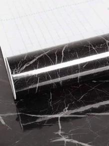 1pc PVC Kitchen Sticker, Modernist Marble Pattern Wall Renovation Sticker For Kitchen - Black - View 2