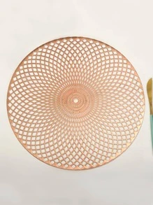 1PC PVC Placemat, Hiện Đại Rỗng Ra Bàn Tròn Cho Nhà Bếp - Hoa hồng vàng - Xem 1