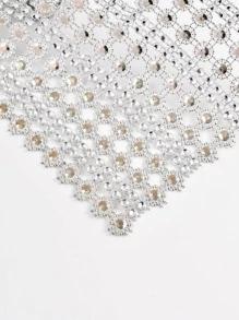 1roll Abstract DIY Fabric, Modern Rhinestone Decor DIY Sewing Fabric For Sewing - Silver - View 6