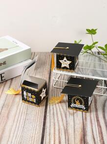 6 Cái/bộ Giấy Hộp Quà Sáng Tạo Hình & Khẩu Hiệu Đồ Họa Tua Rua Trang Trí Tặng Hộp Đóng Gói Cho Đảng - Nhiều màu - Xem 4