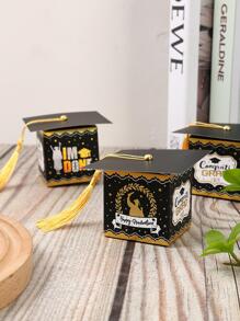 6 Cái/bộ Giấy Hộp Quà Sáng Tạo Hình & Khẩu Hiệu Đồ Họa Tua Rua Trang Trí Tặng Hộp Đóng Gói Cho Đảng - Nhiều màu - Xem 3