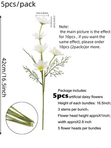 5入組塑料人造花室內外裝飾用多功能假花 - 彩色 - 查看 8