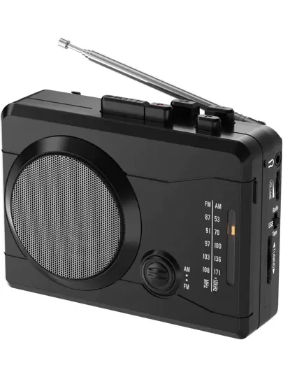 Walkman Cassette Player Recorder AM/FM Radio, Tape To MP3 Converter, Built-In External Speaker, 3.5MM Headphone Jack And Earphone Included