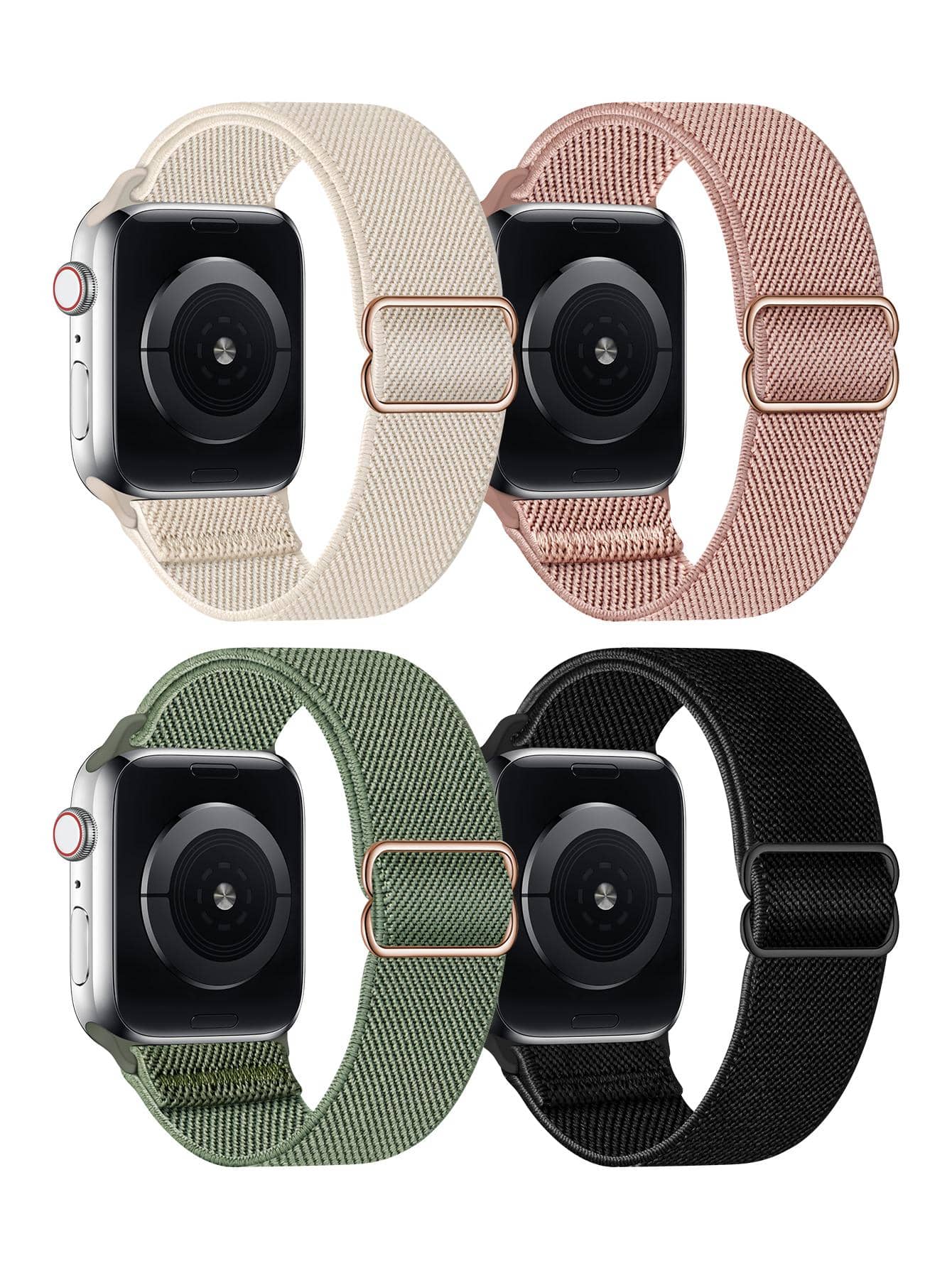 Set de 4 piezas de bandas deportivas de nylon elástico trenzado compatibles con , Fitbit Versa 2 1, Galaxy Watch, Fitbit Versa, en tamaños de 20MM a 49MM para mujeres y hombres, como un regalo perfecto para estudiantes que vuelven a la escuela
