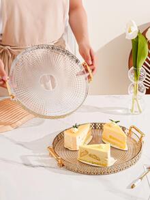 1入組手柄設計托盤現代圓形PMMA廚房餐桌食品托盤 - 咖啡棕 - 查看 6