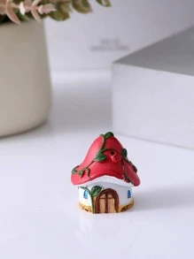 1入組樹脂園藝草坪裝飾品卡通可愛蘑菇屋設計戶外花園裝飾品