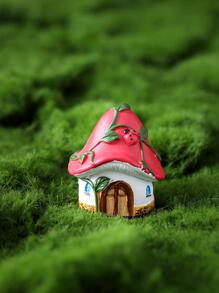 1入組樹脂園藝草坪裝飾品卡通可愛蘑菇屋設計戶外花園裝飾品