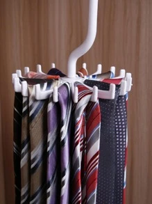 Organize Your Closet with This 1pc Rotating Tie Rack - Holds Up to 20 Neck Ties, Belts, and Scarves