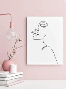 1入組人物圖形帶框繪畫現代化學纖維牆壁藝術印刷品用於家居裝飾 - 黑與白 - 查看 2