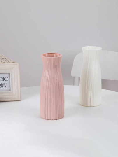 1pc Moderne Minimalist Wit Imitation Ceramic Plastic Vase Smooth Surface Cylindrical Home Vessel Anti Slip Base, Lightweight Durable Wedding Centerpiece, Office Desk, Kitchen, Bathroom, Bedroom, Easter Holiday ations Room Flower Glass view 7