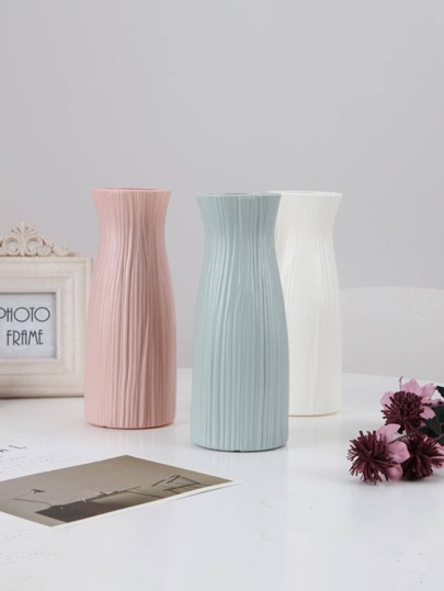 1pc Moderne Minimalist Wit Imitation Ceramic Plastic Vase Smooth Surface Cylindrical Home Vessel Anti Slip Base, Lightweight Durable Wedding Centerpiece, Office Desk, Kitchen, Bathroom, Bedroom, Easter Holiday ations Room Flower Glass view 9