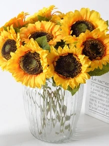 1 Hoa Hướng Dương Nhân Tạo Bằng Nhựa, Hoa Giả Hiện Đại Cho Đám Cưới, Trang Trí Nhà Cửa - Màu vàng - Xem 3