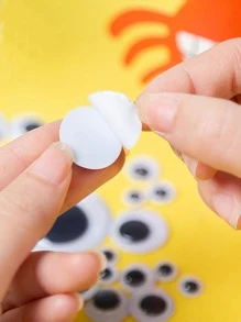 100入組/套塑膠現代眼睛設計縫紉裝飾適用於DIY - 黑與白 - 查看 3