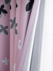 1 perdea opacă cu imprimeu floral și fluturi și inele de prindere, pentru dormitor și living