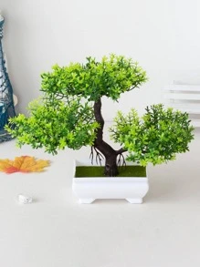 1入組仿真盆栽綠色塑膠小假盆栽裝飾 - 綠色 - 查看 1