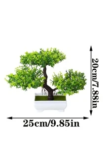 1入組仿真盆栽綠色塑膠小假盆栽裝飾 - 綠色 - 查看 2