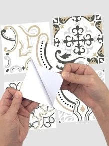 Bộ 5 Đồ Họa In Hình Dán Tường Ngói Boho Họa Tiết Hình Học PVC Chống Thấm Nước Bóc Và Dán Backsplash Ngói Cho Nhà Bếp - Nhiều màu - Xem 4