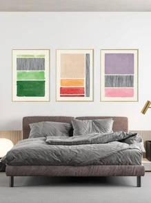 3pcs Synthetic Fiber Unframed Painting, Modern Geometric Pattern Unframed Painting For Home - Multicolor - View 1