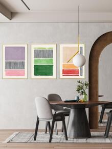 3pcs Synthetic Fiber Unframed Painting, Modern Geometric Pattern Unframed Painting For Home - Multicolor - View 3