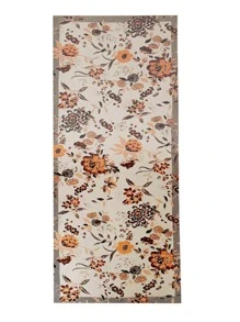 件女士人造羊絨提花格紋花朵印花圍巾披肩，加厚保暖，適合秋冬日常使用 - 彩色 - 查看 6