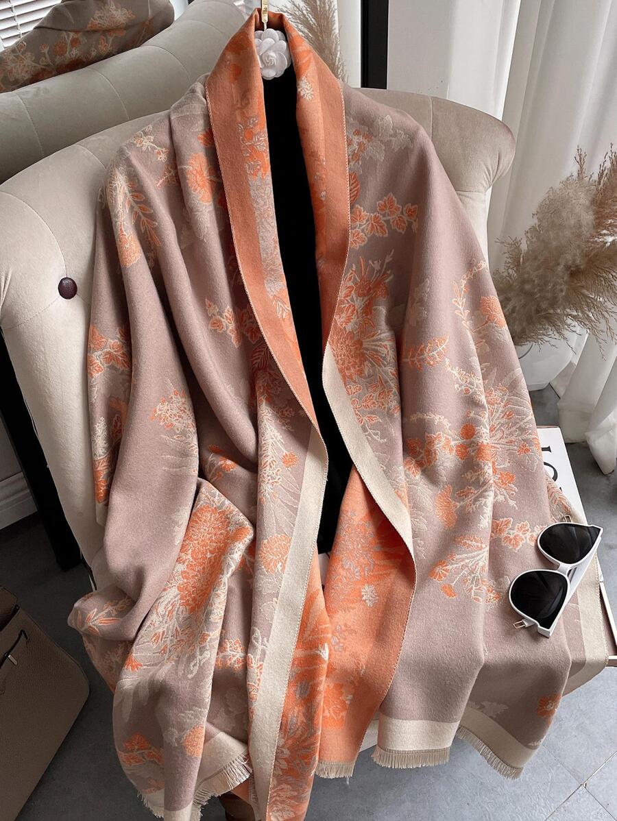 1 Cây Cashmere Nhân Tạo & Hoa Jacquard Thu Đông Thời Trang Đa Năng Điều Hòa Không Khí Khăn Choàng Khăn Dày Ấm Áp Để Sử Dụng Hàng Ngày - Nhiều màu - Xem 1