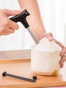 1入組不銹鋼開椰子器廚房用簡約開椰子器 - 黑色 - 查看 1