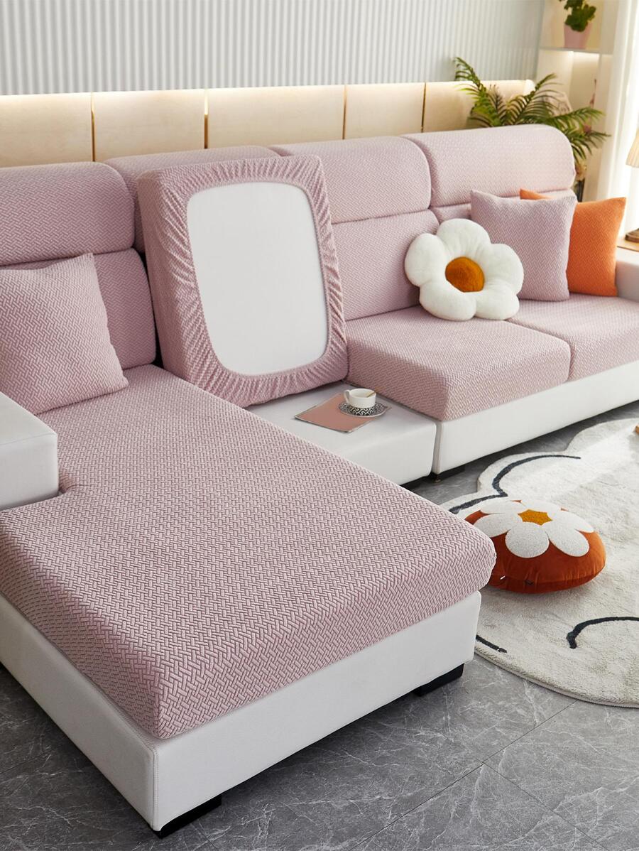 1 Máy Tính Dạ Nỉ Đồng Bằng Co Giãn Ghế Sofa Đệm, Polyester Hiện Đại Ghế Sofa Đệm Cho Gia Đình - Hồng - Xem 1