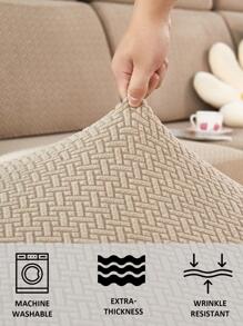 1入組提花素色有彈性沙發坐墊現代滌綸沙發墊套適用於家庭 - 卡其色 - 查看 6