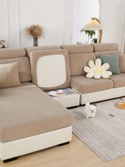 1入組提花素色有彈性沙發坐墊現代滌綸沙發墊套適用於家庭